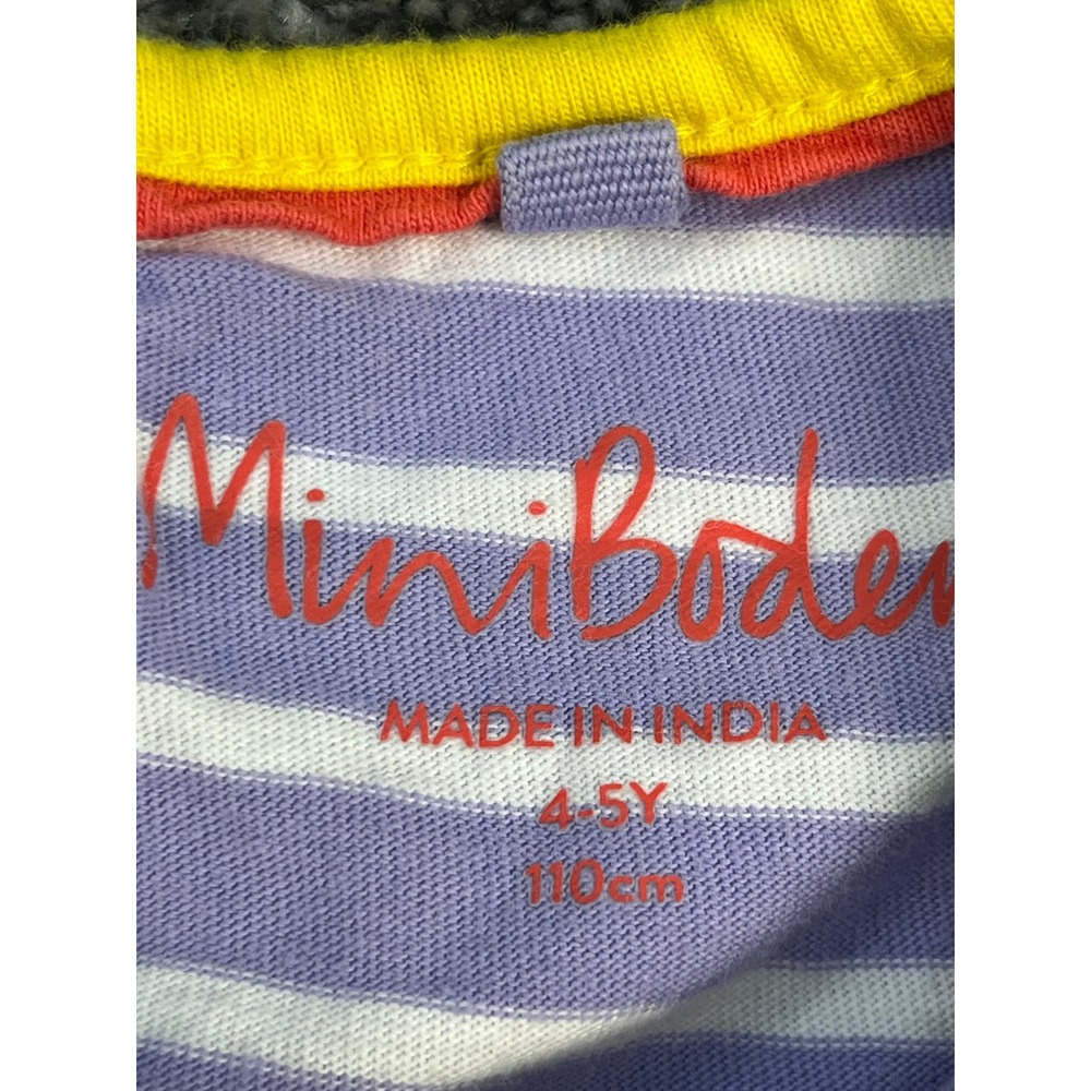 Mini Boden 2 pc Dresses Embroidered Blue Florals and Striped Giraffe Girls 4-5Y - Picture 3 of 11